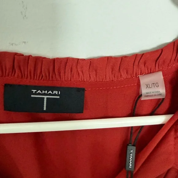 NWT T-TAHARI RED FLUTTER SLEEVE MIDI DRESS - Picture 5 of 7